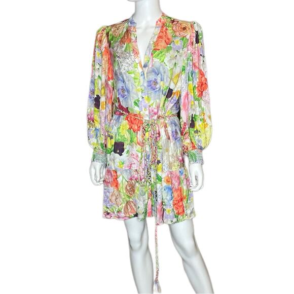 Alice + Olivia Antonette Long Sleeve Button Front Mini Dress Women’s Sz 12 - Picture 2 of 7